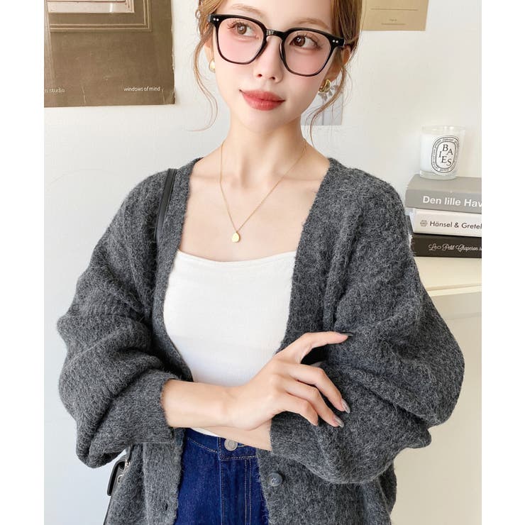 VネックルーズMIXニットカーディガン | moment+ | 詳細画像25 