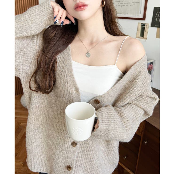 VネックルーズMIXニットカーディガン | moment+ | 詳細画像26 