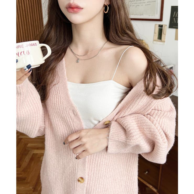 VネックルーズMIXニットカーディガン | moment+ | 詳細画像31 