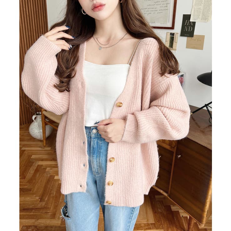 VネックルーズMIXニットカーディガン | moment+ | 詳細画像33 