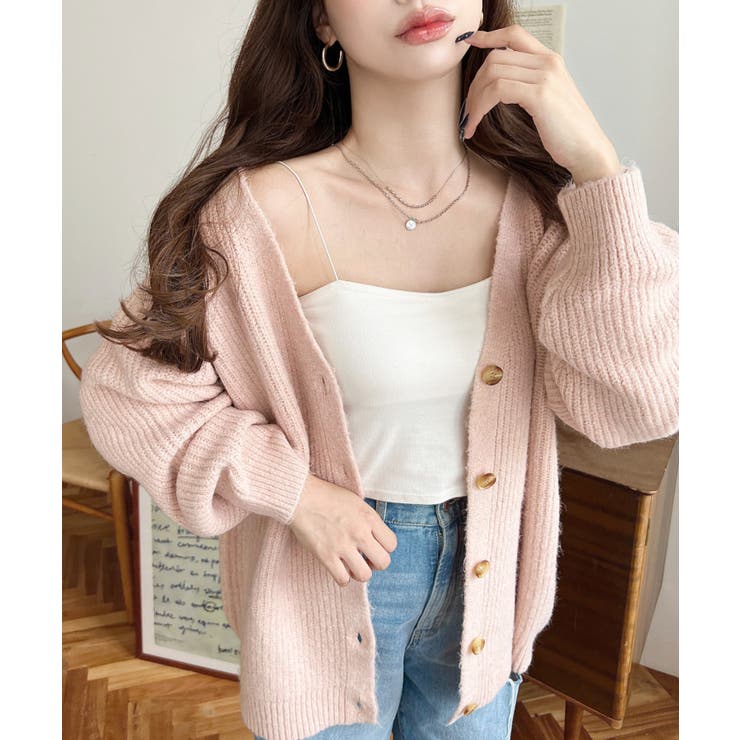 VネックルーズMIXニットカーディガン | moment+ | 詳細画像34 