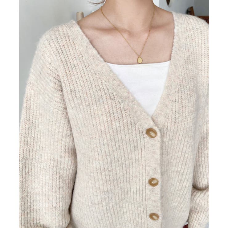 VネックルーズMIXニットカーディガン | moment+ | 詳細画像8 