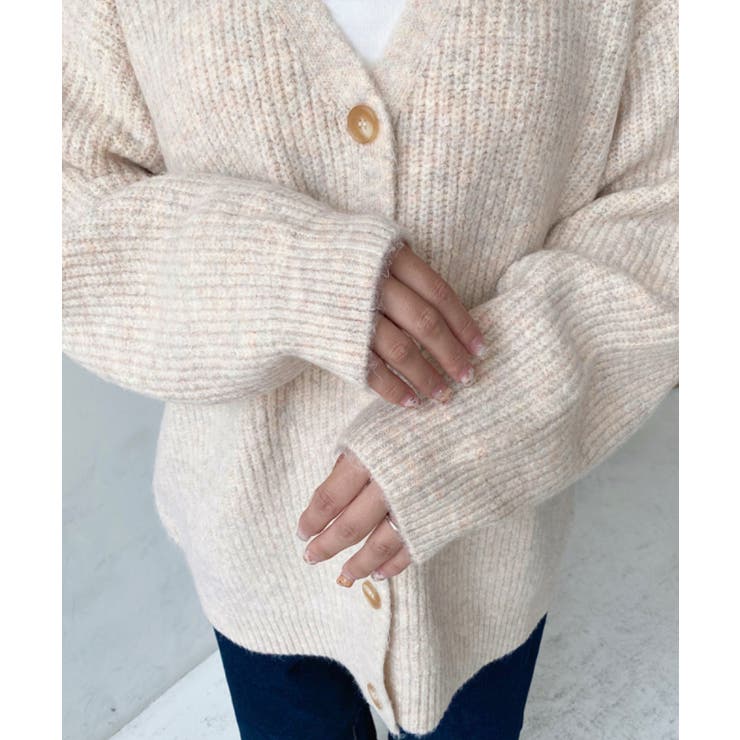 VネックルーズMIXニットカーディガン | moment+ | 詳細画像9 