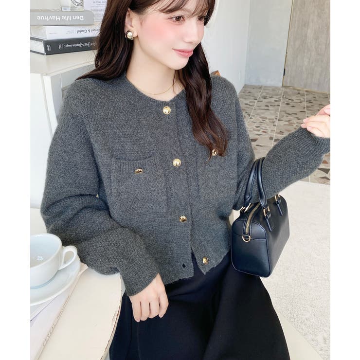 Wポケット金ボタンニットカーディガン | moment+ | 詳細画像15 