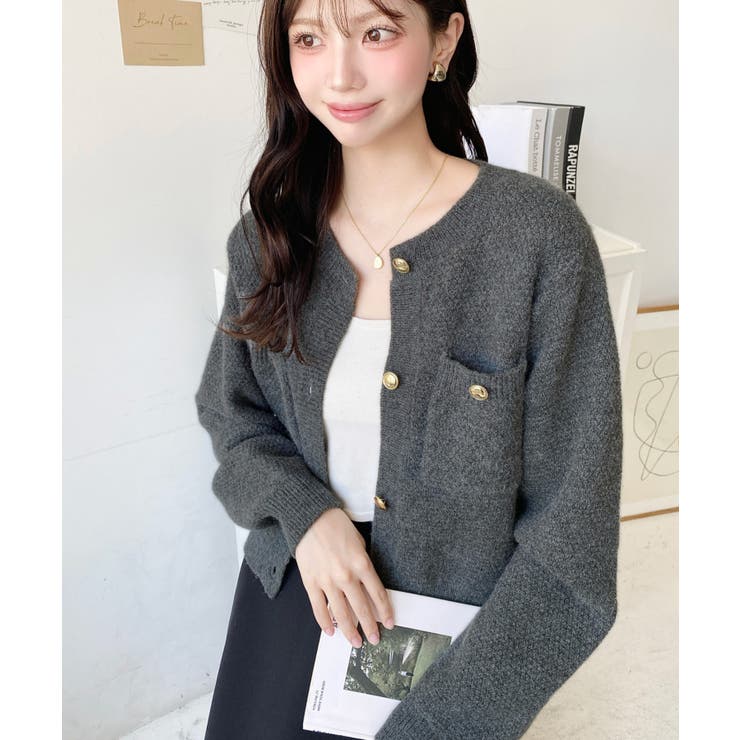 Wポケット金ボタンニットカーディガン | moment+ | 詳細画像16 