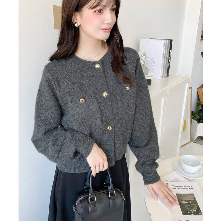 Wポケット金ボタンニットカーディガン | moment+ | 詳細画像18 