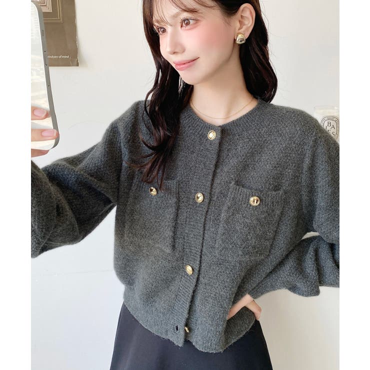 Wポケット金ボタンニットカーディガン | moment+ | 詳細画像19 