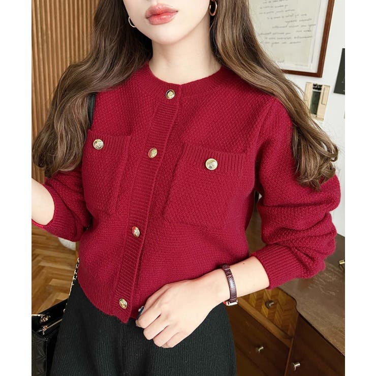 Wポケット金ボタンニットカーディガン | moment+ | 詳細画像21 