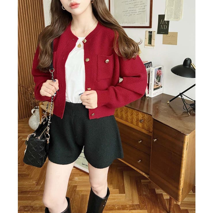 Wポケット金ボタンニットカーディガン | moment+ | 詳細画像23 