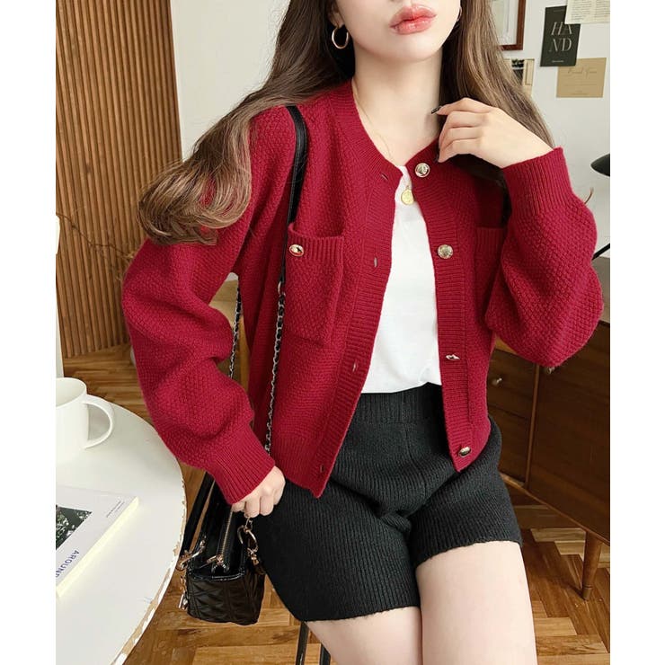 Wポケット金ボタンニットカーディガン | moment+ | 詳細画像25 