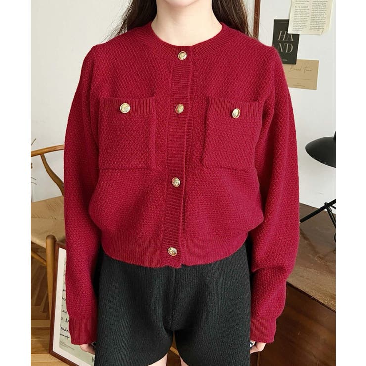 Wポケット金ボタンニットカーディガン | moment+ | 詳細画像26 