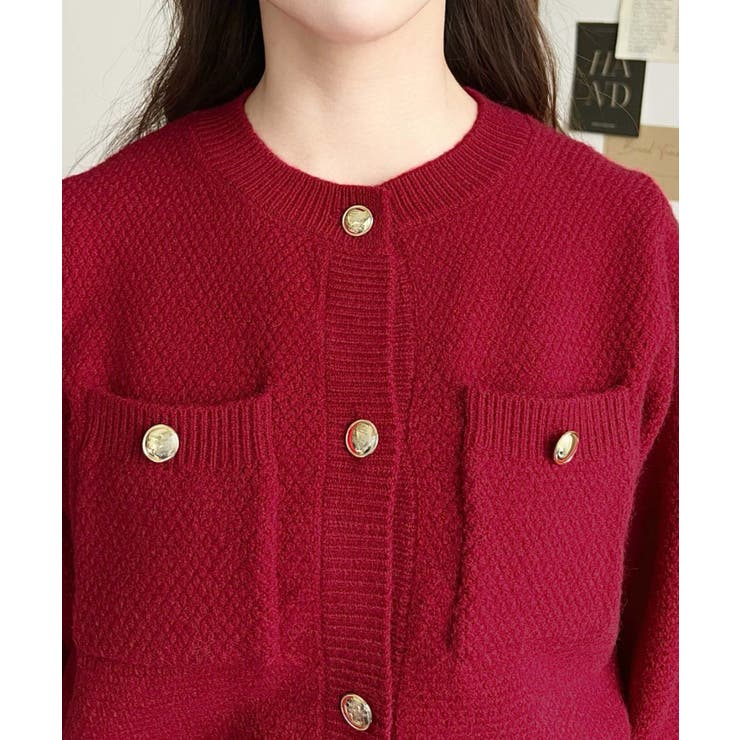 Wポケット金ボタンニットカーディガン | moment+ | 詳細画像27 
