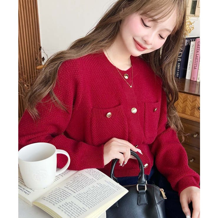 Wポケット金ボタンニットカーディガン | moment+ | 詳細画像32 