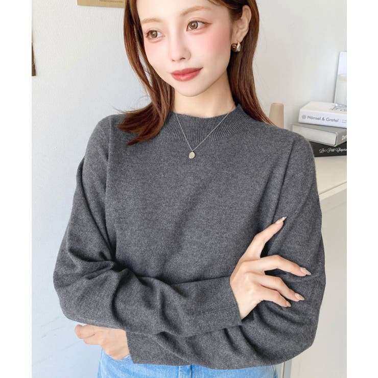 グレー系1 | 選べるネックデザイン。ホールガーメントニットプルオーバー | moment+