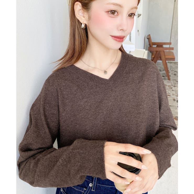ブラウン | 選べるネックデザイン。ホールガーメントニットプルオーバー | moment+