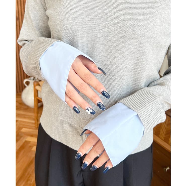 シャツレイヤードライク襟付きポロニットプルオーバー | moment+ | 詳細画像19 