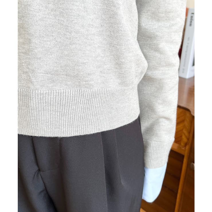 シャツレイヤードライク襟付きポロニットプルオーバー | moment+ | 詳細画像21 