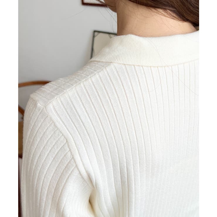 刺繍入り衿付きポロニット | moment+ | 詳細画像12 