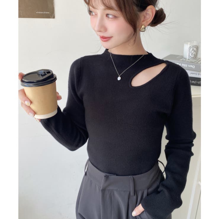 アシメカットアウトリブニットプルオーバー | moment+ | 詳細画像13 