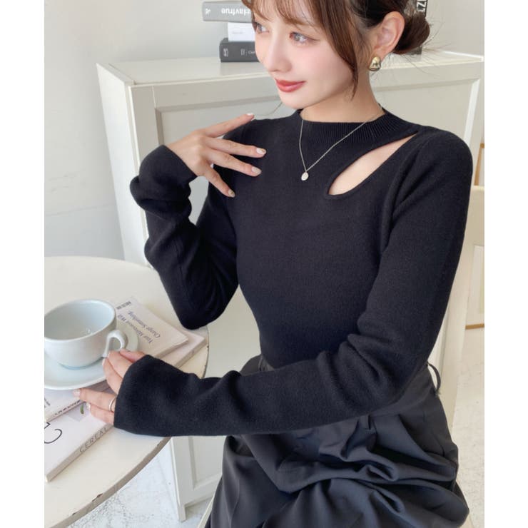 アシメカットアウトリブニットプルオーバー | moment+ | 詳細画像14 