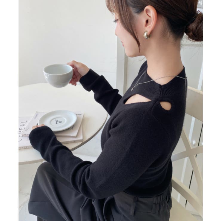 アシメカットアウトリブニットプルオーバー | moment+ | 詳細画像15 