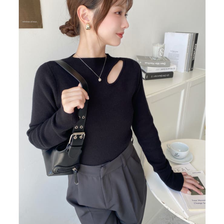 アシメカットアウトリブニットプルオーバー | moment+ | 詳細画像17 