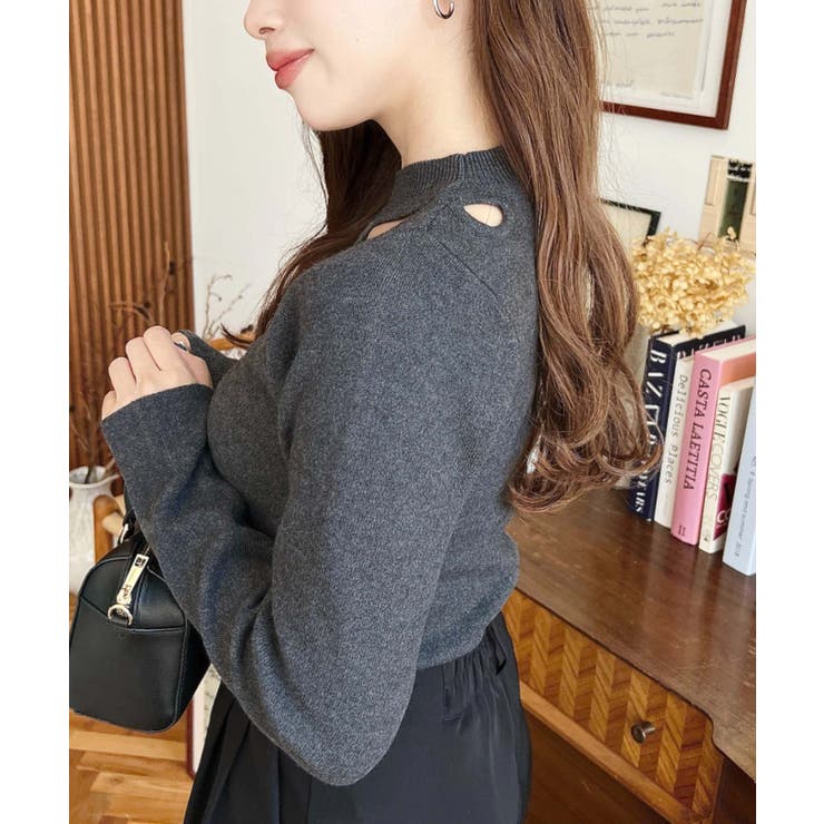 アシメカットアウトリブニットプルオーバー | moment+ | 詳細画像21 