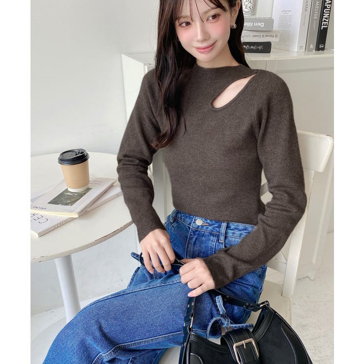 アシメカットアウトリブニットプルオーバー | moment+ | 詳細画像25 