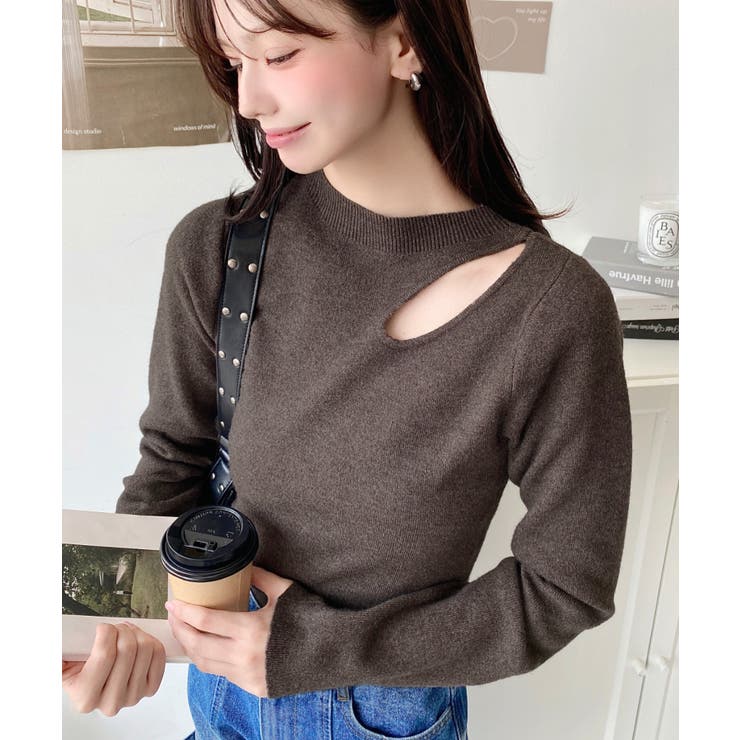 アシメカットアウトリブニットプルオーバー | moment+ | 詳細画像27 