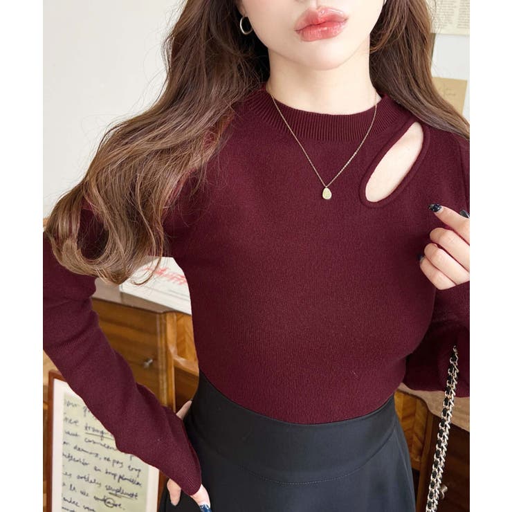 アシメカットアウトリブニットプルオーバー | moment+ | 詳細画像28 