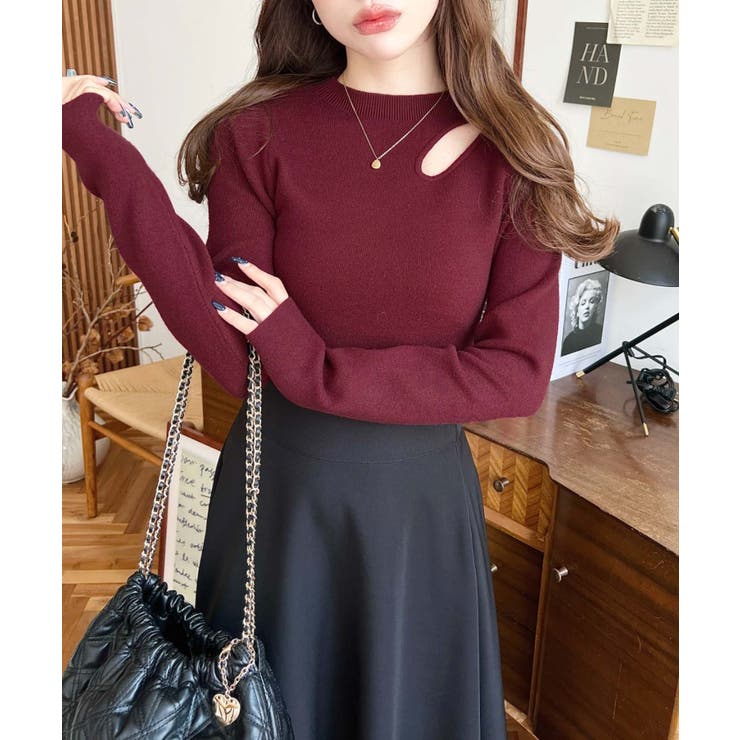 アシメカットアウトリブニットプルオーバー | moment+ | 詳細画像29 