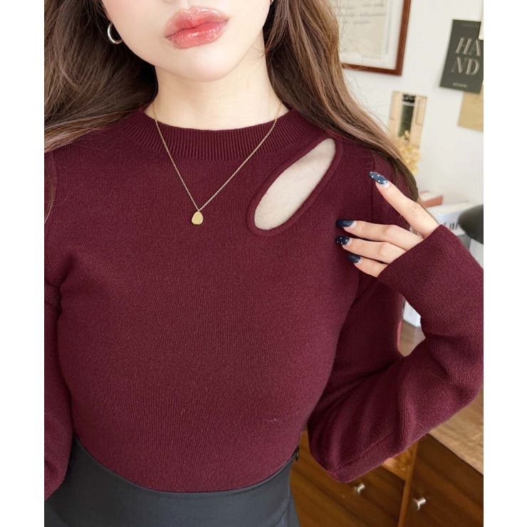 アシメカットアウトリブニットプルオーバー | moment+ | 詳細画像30 