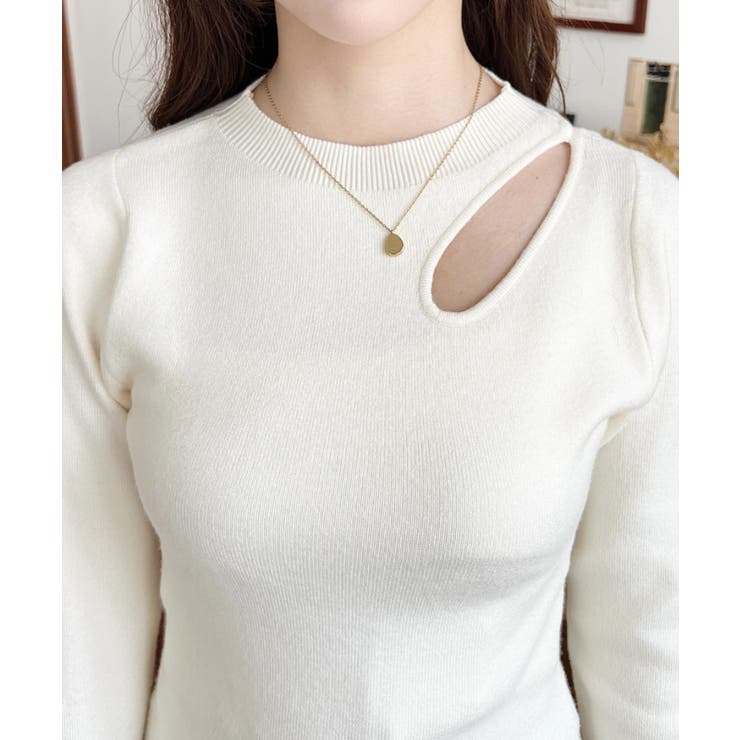 アシメカットアウトリブニットプルオーバー | moment+ | 詳細画像8 