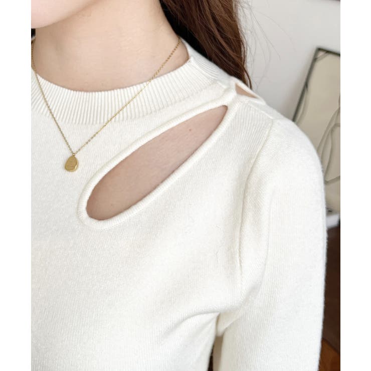 アシメカットアウトリブニットプルオーバー | moment+ | 詳細画像9 