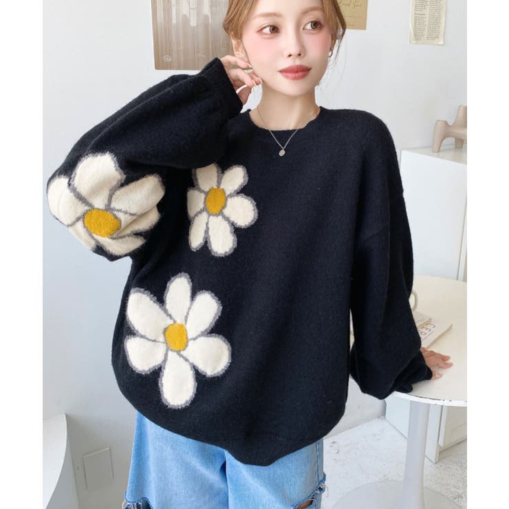 フラワージャガードニットプルオーバー | moment+ | 詳細画像21 