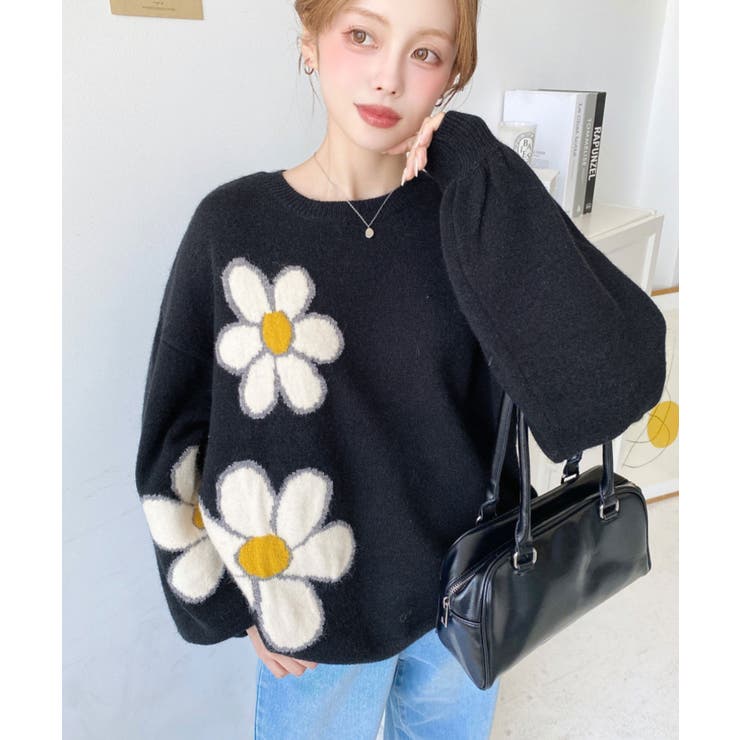 フラワージャガードニットプルオーバー | moment+ | 詳細画像23 