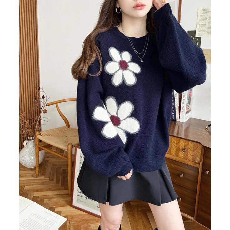 フラワージャガードニットプルオーバー | moment+ | 詳細画像27 