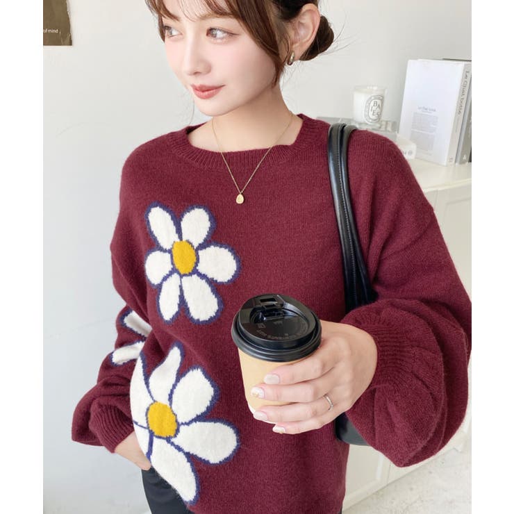 フラワージャガードニットプルオーバー | moment+ | 詳細画像30 