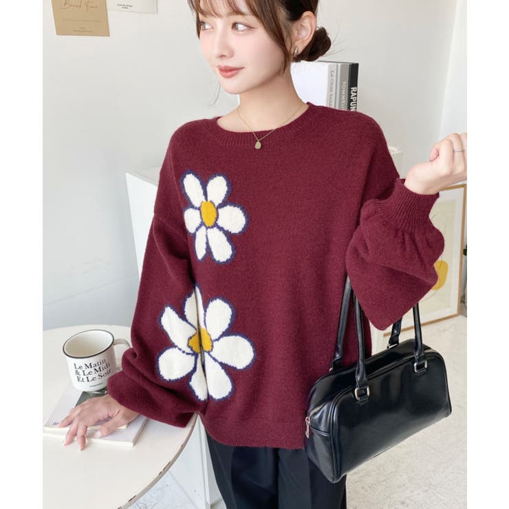 フラワージャガードニットプルオーバー | moment+ | 詳細画像31 