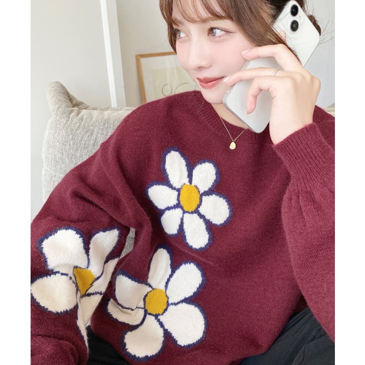 フラワージャガードニットプルオーバー | moment+ | 詳細画像33 