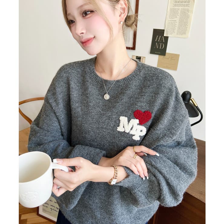 ハートワンポイントロゴニットプルオーバー | moment+ | 詳細画像13