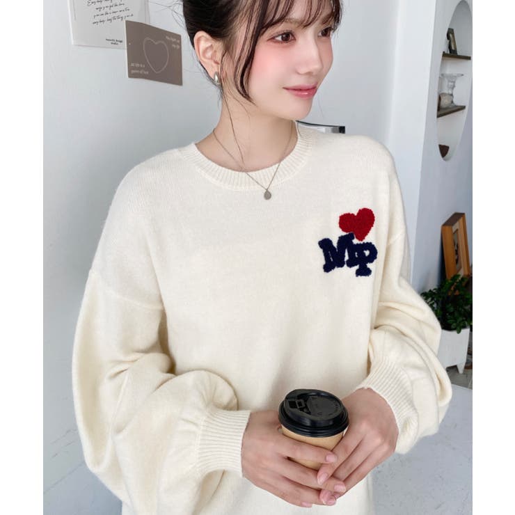 ハートワンポイントロゴニットプルオーバー | moment+ | 詳細画像2