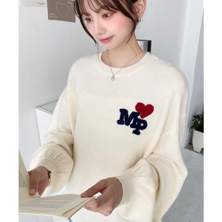 ハートワンポイントロゴニットプルオーバー | moment+ | 詳細画像3