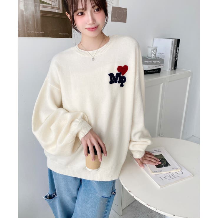 ハートワンポイントロゴニットプルオーバー | moment+ | 詳細画像4