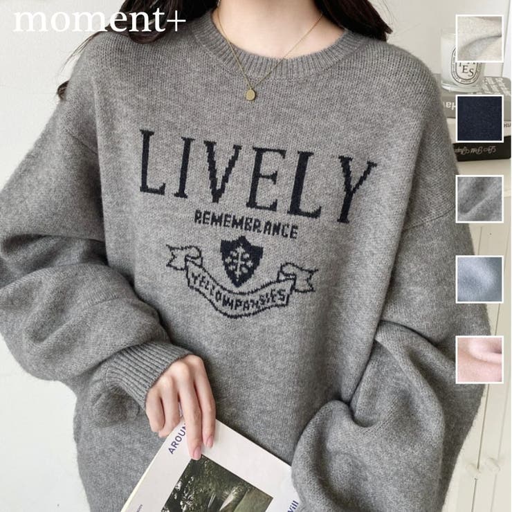 エンブレムロゴジャガードニットプルオーバー | moment+ | 詳細画像1 