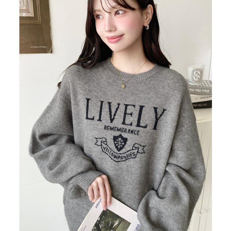 グレー | エンブレムロゴジャガードニットプルオーバー | moment+