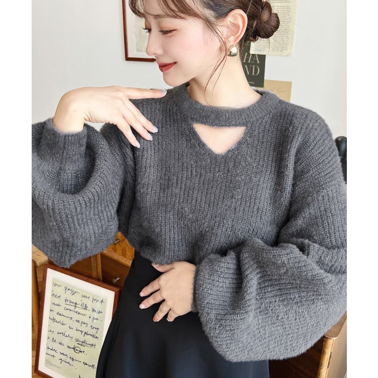 ホルターカットアウトシャギーニットプルオーバー | moment+ | 詳細画像12 