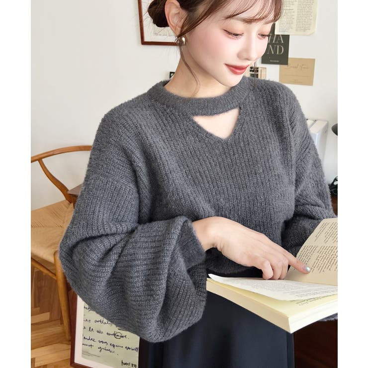 ホルターカットアウトシャギーニットプルオーバー | moment+ | 詳細画像13 