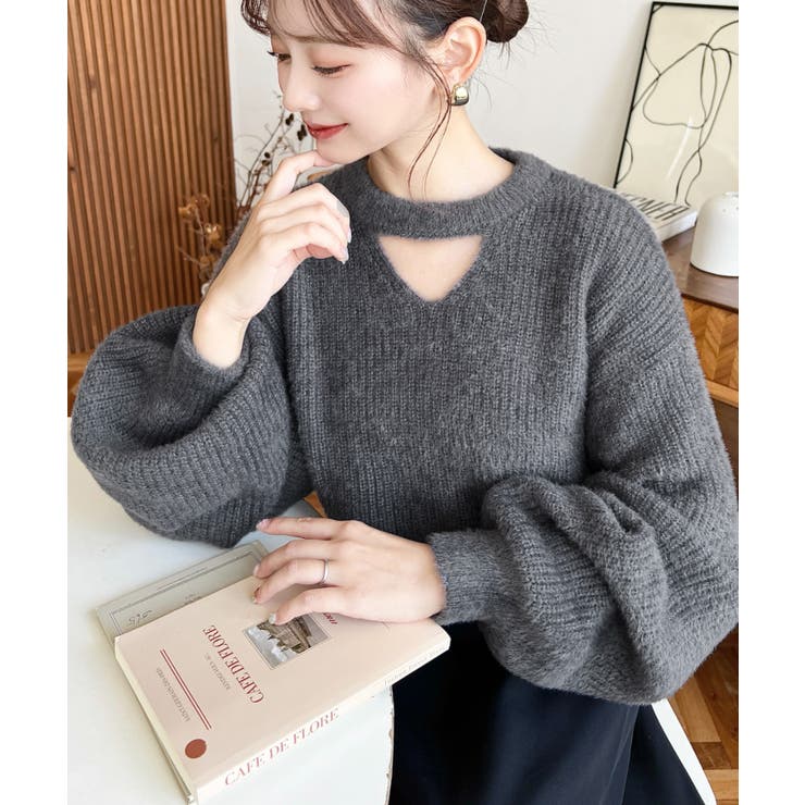 ホルターカットアウトシャギーニットプルオーバー | moment+ | 詳細画像14 