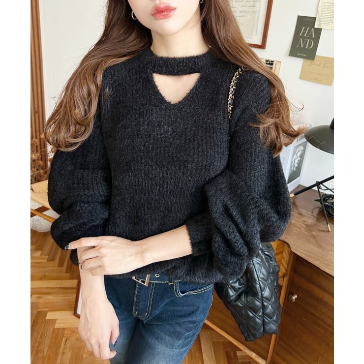 ホルターカットアウトシャギーニットプルオーバー | moment+ | 詳細画像16 